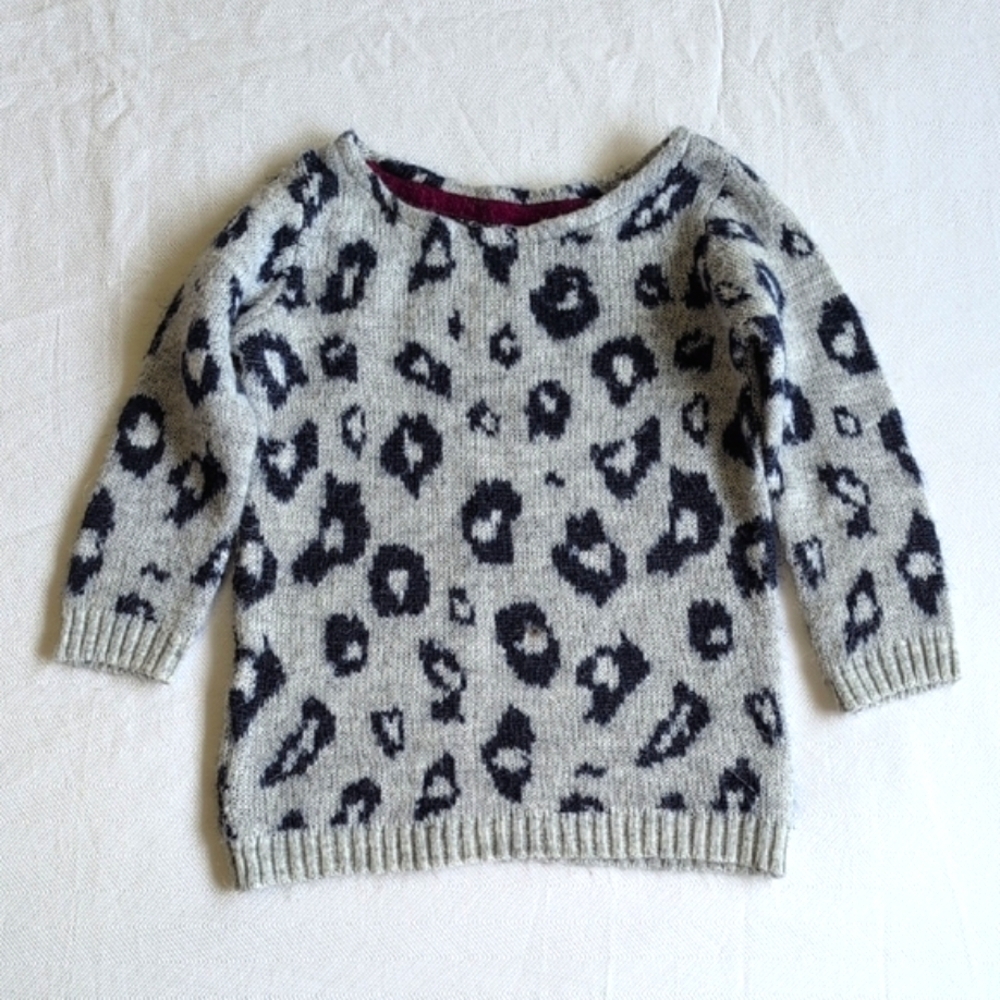 carter's gray leopard print fluffy knit sweater 24 months baby toddler girls